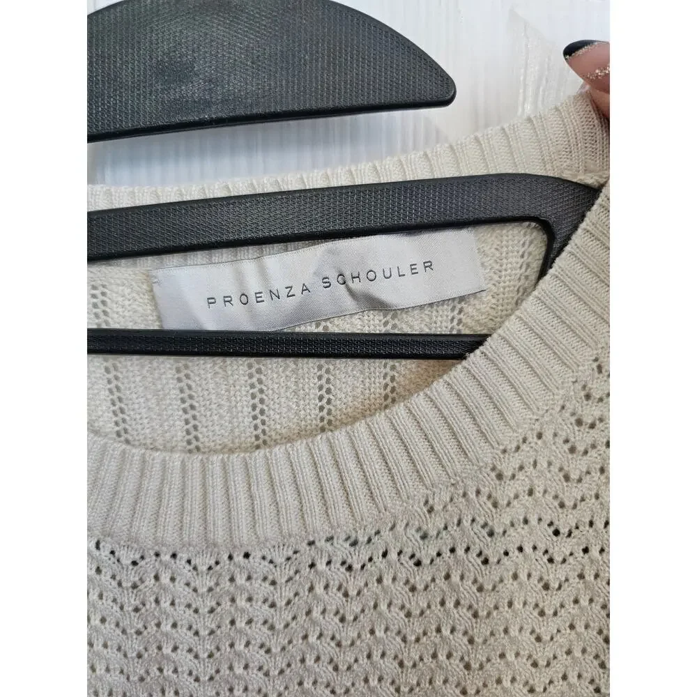 NWT Proenza Schouler Crewneck Cashmere Cotton Cream Knit Sweater Size M - Picture 3 of 4